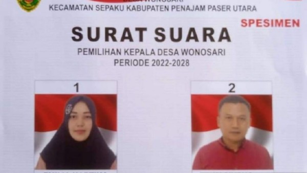 Pasangan suami istri Emilia (kiri) dan suaminya Kasiyono bertarung di Pilkades Wonosari PPU Kaltim-1637479522