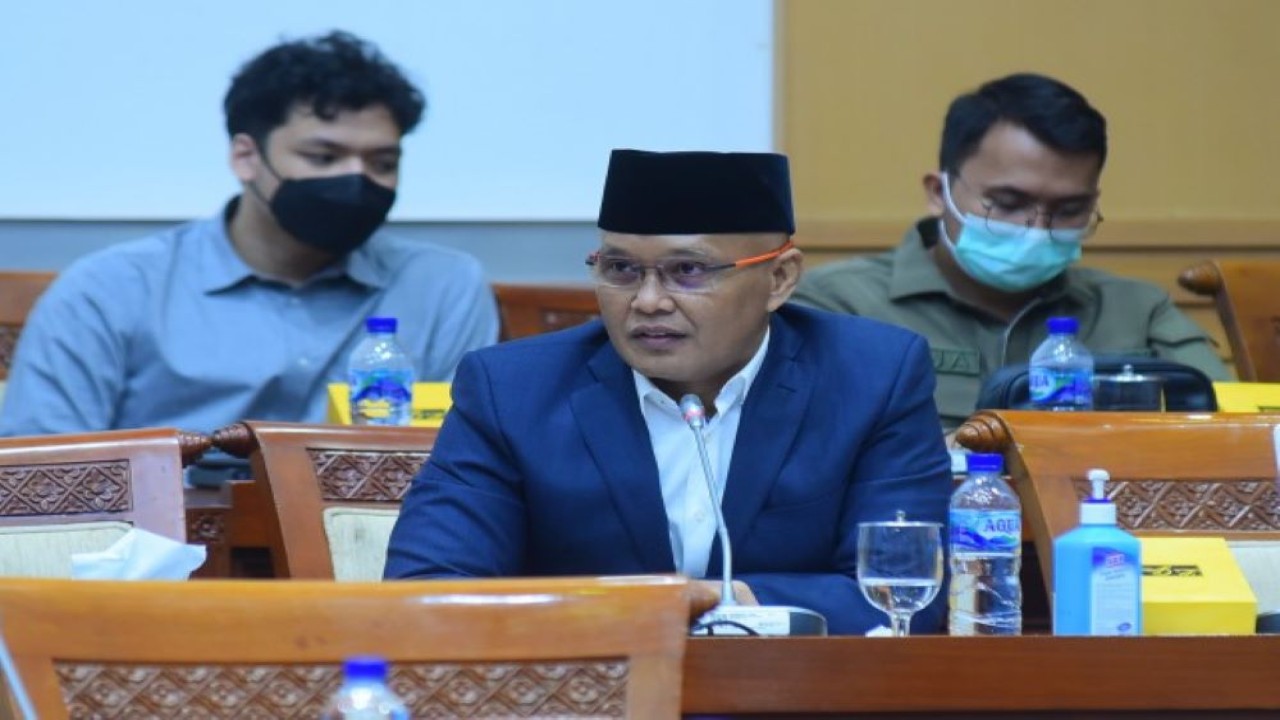 Anggota Komisi I DPR RI Sukamta saat Rapat Kerja Komisi I DPR RI dengan Kementerian Luar Negeri di Gedung DPR, Jakarta, Selasa (31/5/2022). (Jaka/Man)