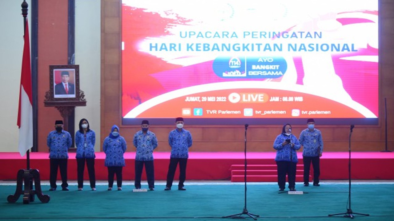 Deputi Dewan Persidangan DPD RI Sefty Ramsiaty dalam upacara yang digelar di Ruang Pustakaloka, Gedung Nusantara IV, Senayan, Jakarta, Jumat (20/5/2022). (Foto: Jaka/Man)