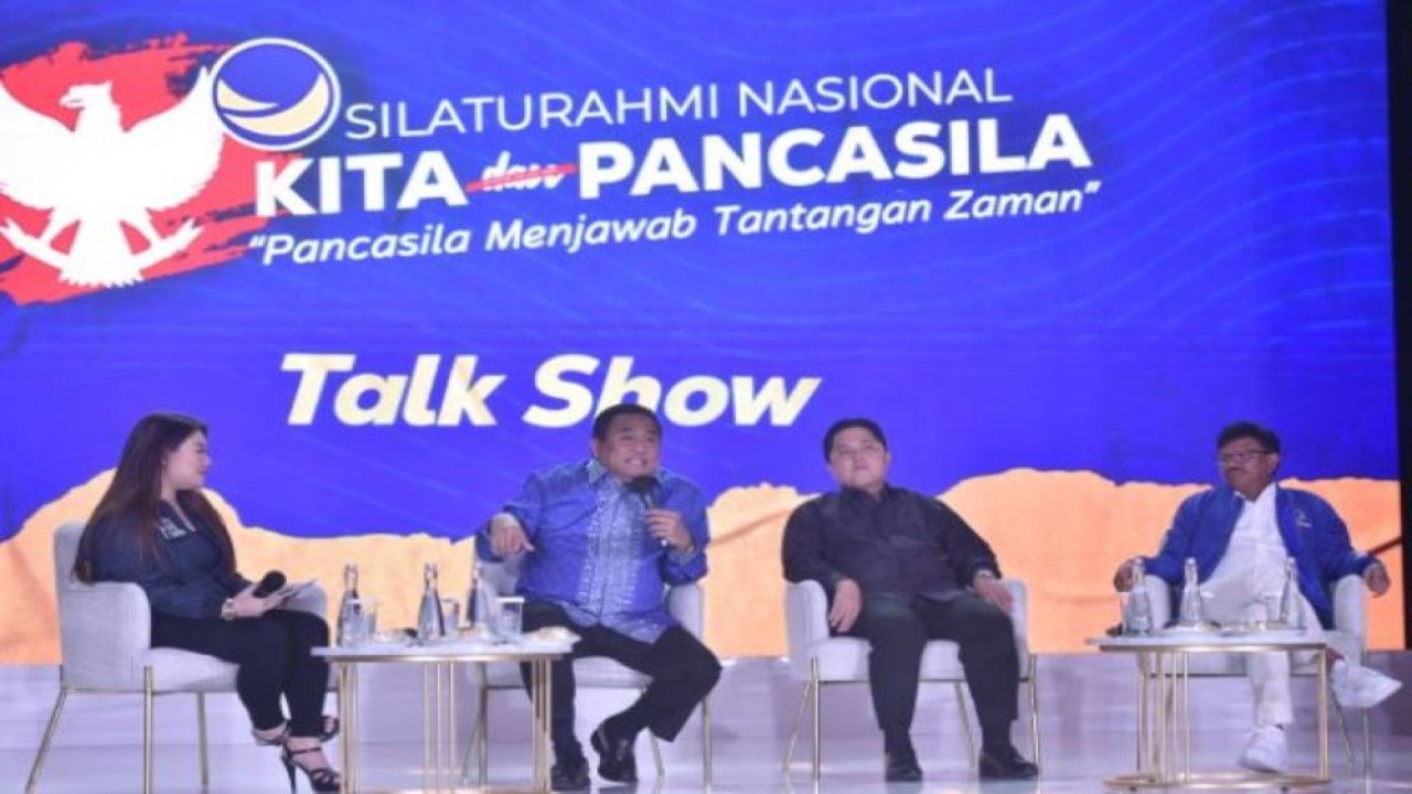 Wakil Ketua DPR RI Rachmat Gobel dalam Silaturahmi Nasional DPP Partai NasDem dalam rangka peringatan Hari Lahir Pancasila pada 1 Juni. (Azka/nvl)