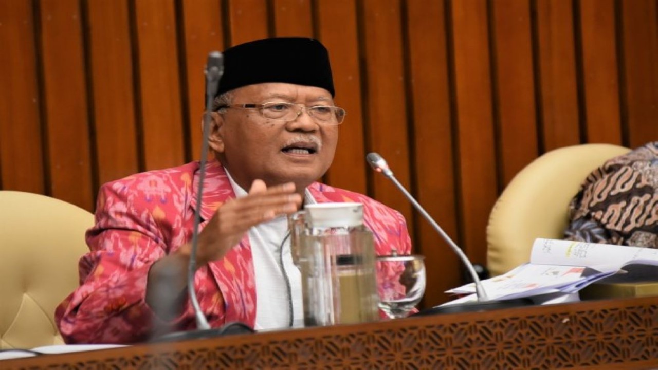 Anggota Komisi IV DPR RI Sutrisno dalam Rapat Kerja Komisi IV DPR RI dengan Menteri Pertanian Syahrul Yasin Limpo di Gedung Nusantara, Senayan, Jakarta (13/6/2022). (Arief/Man)