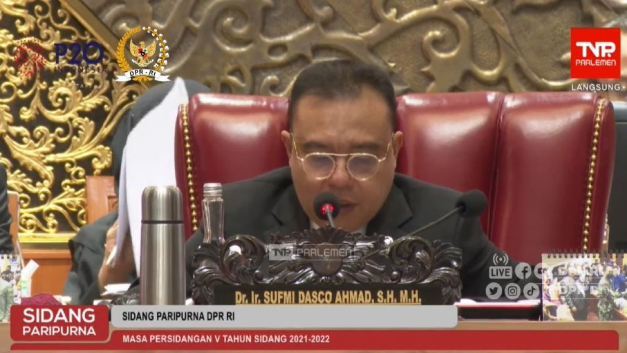 Wakil Ketua DPR RI Sufmi Dasco Ahmad. (Tangkapan layar/ YouTube DPR)