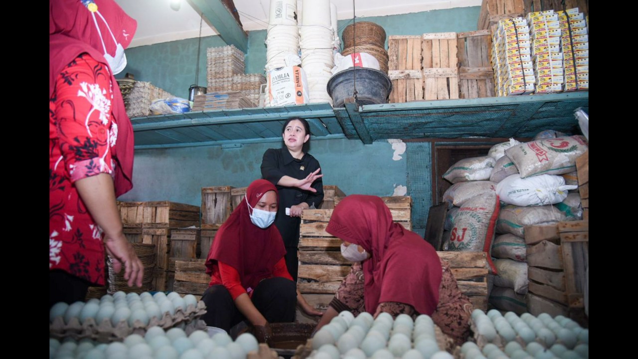 Ketua DPR RI Puan Maharani saat mengunjungi sentra produksi telur asin di Brebes.