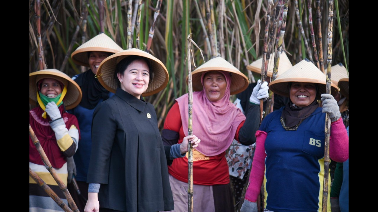 Ketua DPR RI Puan Maharani bersama para petani.