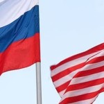 Bendera Rusia dan AS-1660403772