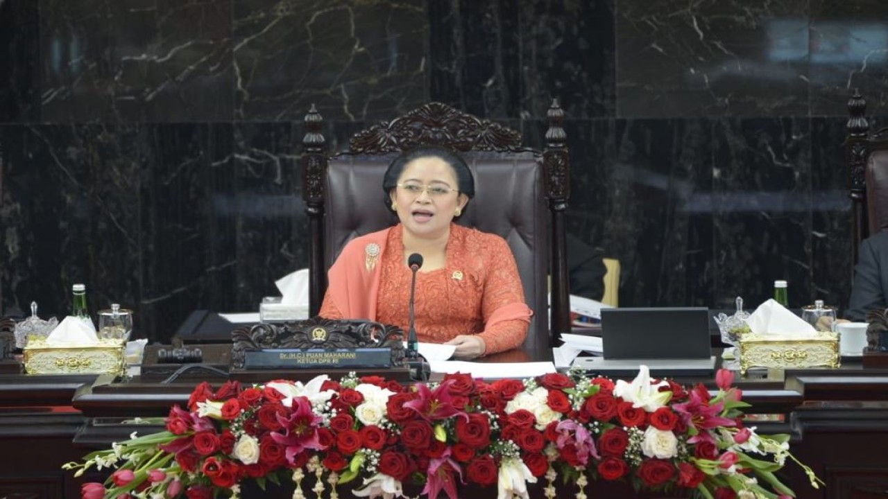 Ketua DPR RI Puan Maharani pada Sidang Tahunan MPR-RI dan Sidang bersama DPR RI dan DPD RI tahun 2022, Selasa (16/8/2022). (Istimewa)