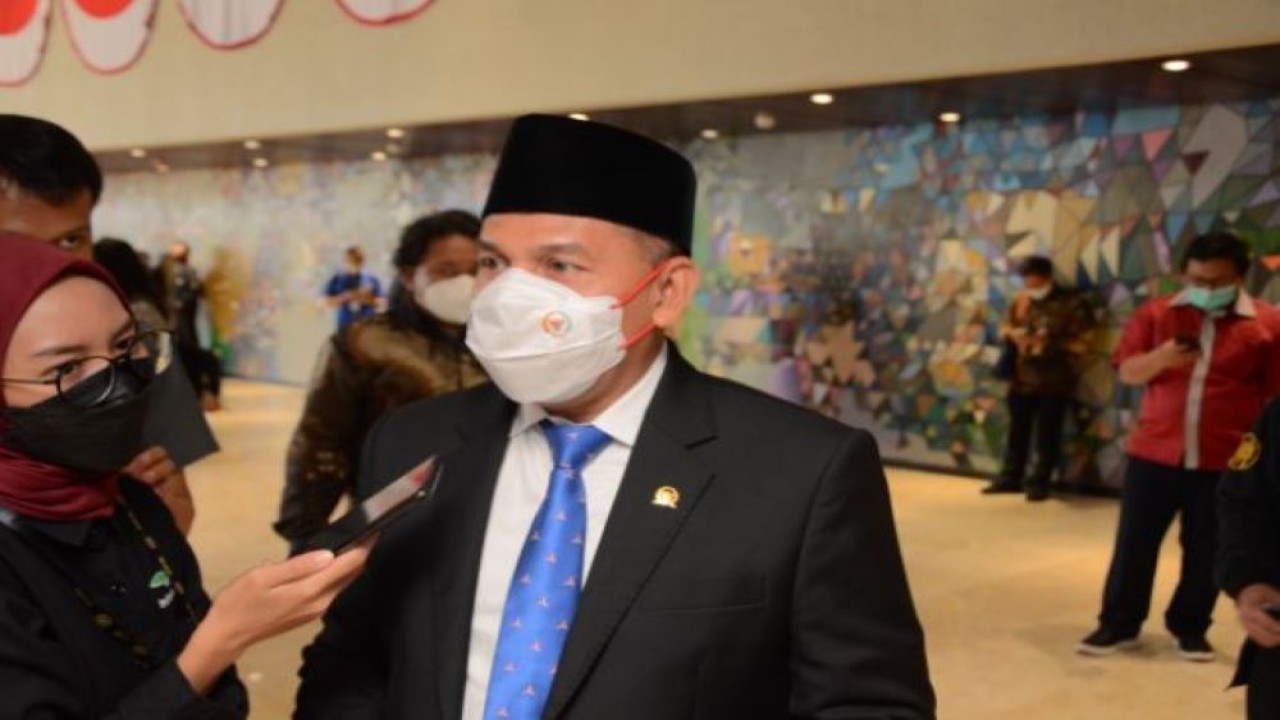 Anggota Komisi VI DPR RI Muslim sesaat sebelum Sidang Bersama DPR RI-DPD RI, di Gedung Nusantara II, Senayan, Jakarta, Selasa (16/8/2022). (Adi/Pdt)