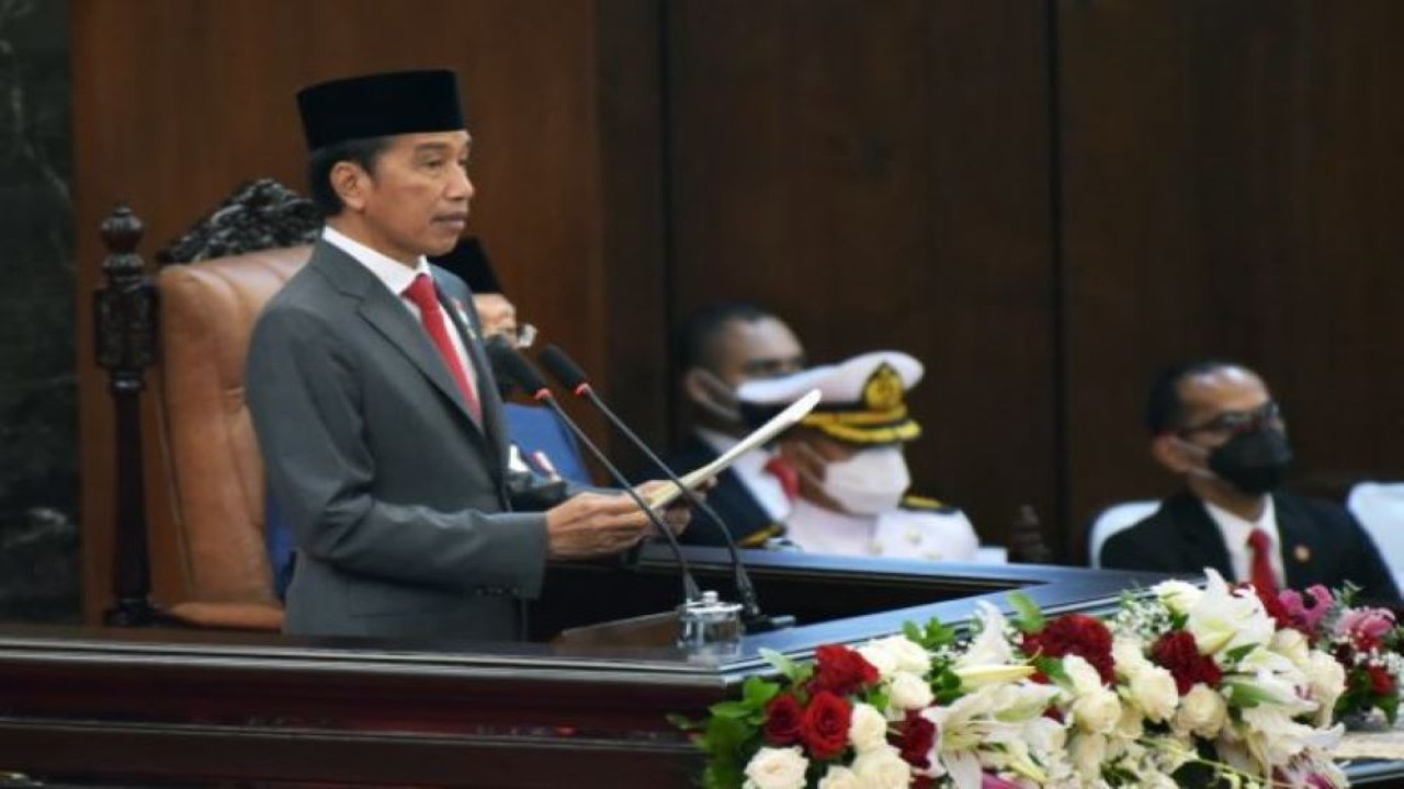 Pidato Presiden Joko Widodo pada Pengantar RAPBN 2023 dan Nota Keuangan di hadapan Rapat Paripurna DPR RI, Selasa (16/8/2022). (Arief/Man)