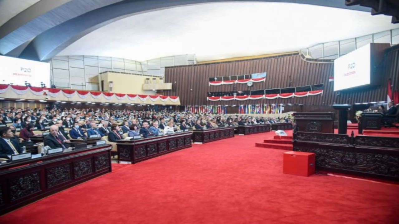 Suasana acara P20 di Gedung Nusantara II, Senayan, Jakarta, Kamis (6/10/2022). (Geraldi/nvl)