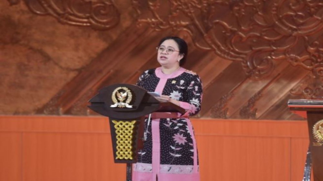 Ketua DPR RI Dr. (H.C.) Puan Maharani ketika menyampaikan pidato dalam Bilateral meeting bersama Singapura di Gedung Nusantara, Senayan, Jakarta, Rabu (5/10/2022). (Azka/Man)