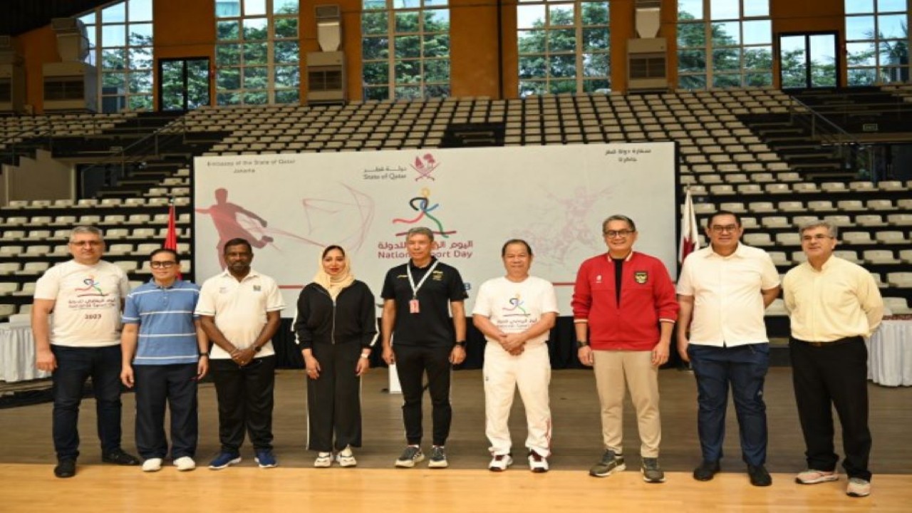 Ketua GKSB DPR RI-Parlemen Qatar Putra Nababan saat menghadiri Qatar National Sport Day di Basket Hall GBK, Jakarta, Selasa, (14/2/2022). (Wilga/nr)