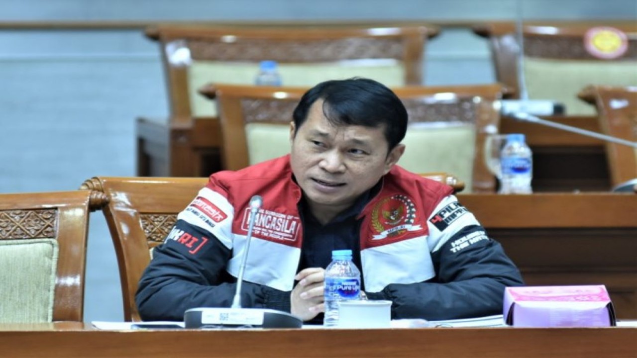 Anggota Komisi III DPR RI Santoso dalam Rapat Kerja antara Komisi III dengan BNPT di Gedung DPR RI, Senayan, Jakarta, Senin (13/2/2023). (Jaka/Man)