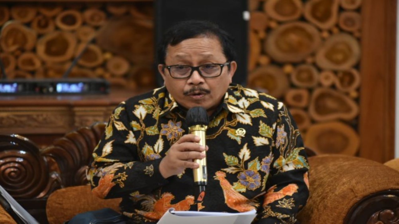 Anggota Komisi II DPR RI Endro Suswantoro Yahman disela-sela Kunjungan Kerja Spesifik Komisi II DPR RI ke Kabupaten Pandeglang, Provinsi Banten, Rabu (24/5/2023). (Oji/Man)