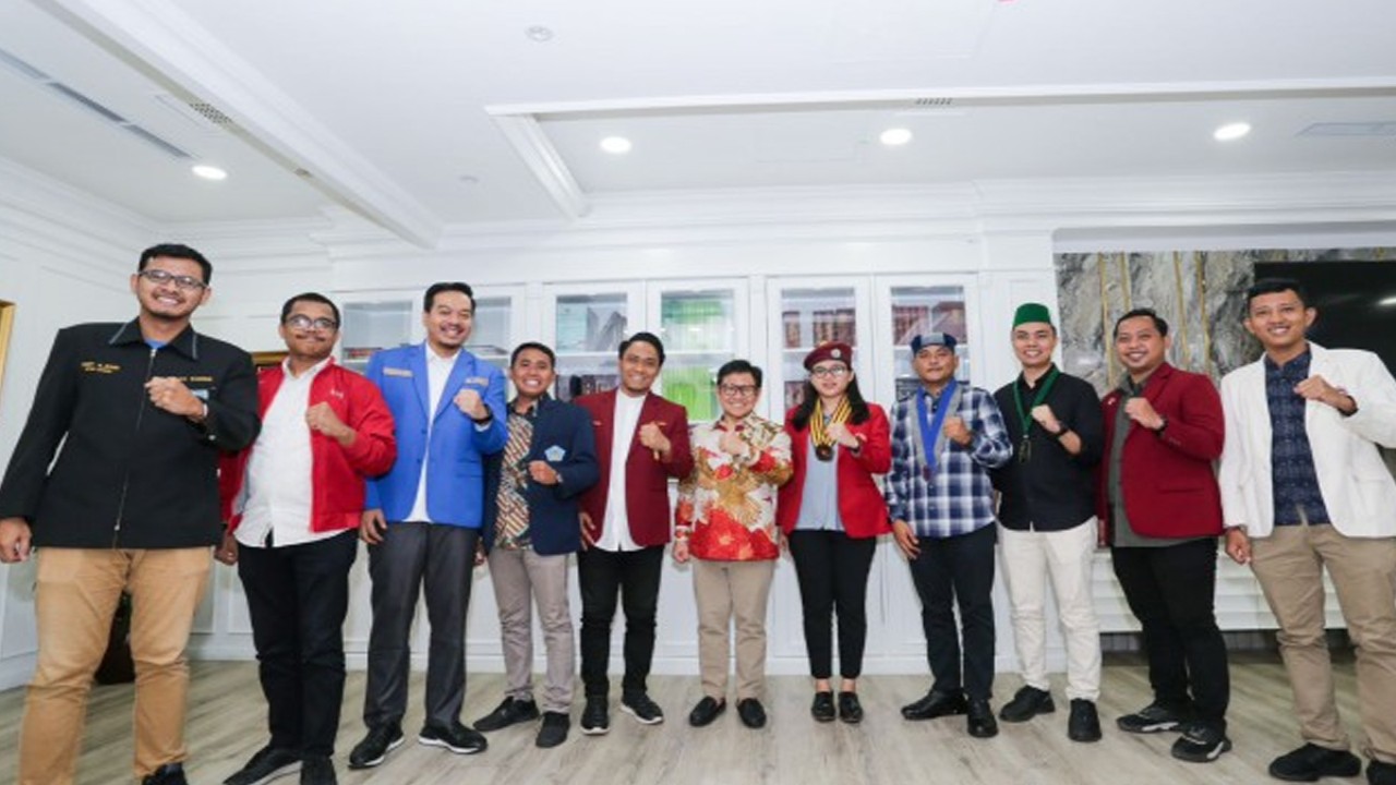 Wakil Ketua DPR RI Abdul Muhaimin Iskandar saat menerima kunjungan Cipayung Plus di Gedung Nusantara III, DPR RI, Senayan, Jakarta, Selasa (23/5/2023). Foto: Ist/nr