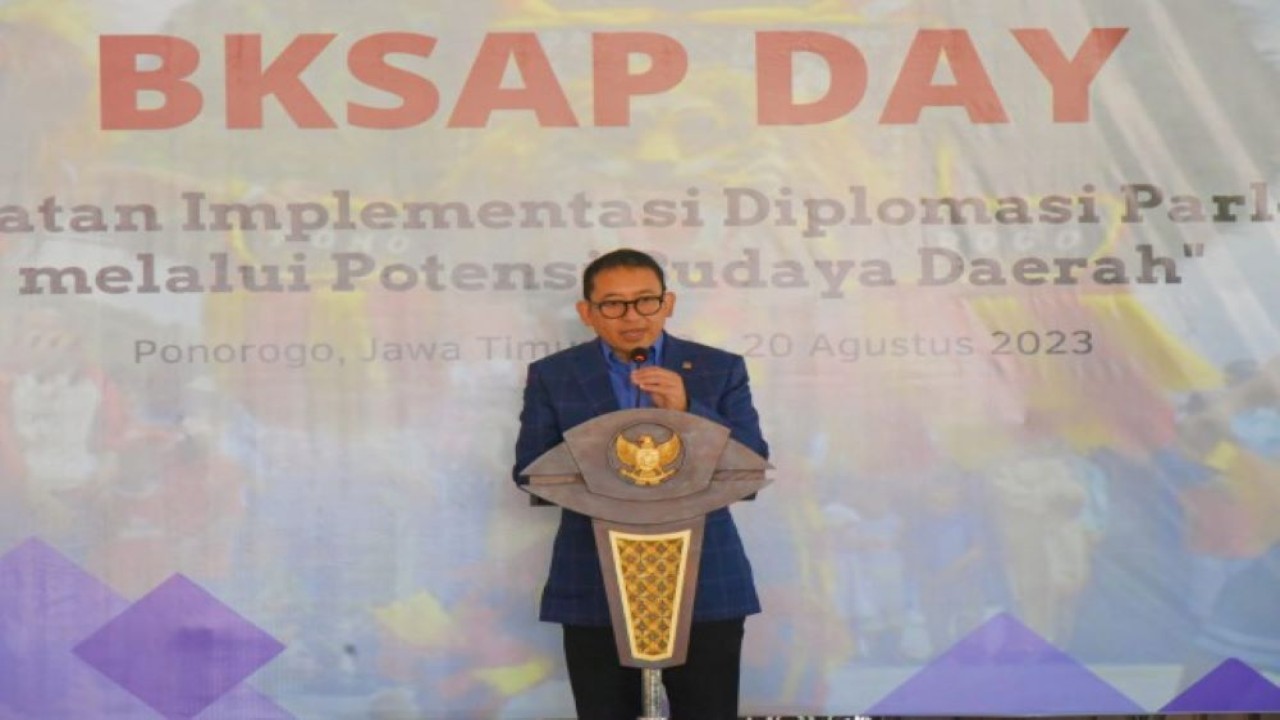 Ketua BKSAP DPR RI Fadli Zon saat memimpin Kunjungan BKSAP Day di Ponorogo, Provinsi Jawa Timur, Sabtu (19/8/2023). (Balggys/nr)