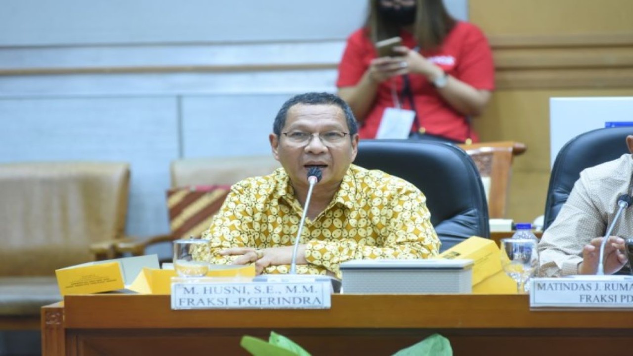 Anggota Komisi VIII DPR RI M Husni saat rapat dengan Perkumpulan Pejuang Anak Indonesia di Gedung DPR Jakarta, Senin (28/8/2023). (Jaka/nr)