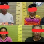 Lima orang tersangka kasus narkoba yakni PCP, JBT, LGM , M, dan RMP ditahan di Polres Sibolga. ((ANTARA/HO-Humas Polres Sibolga)).-1695108413