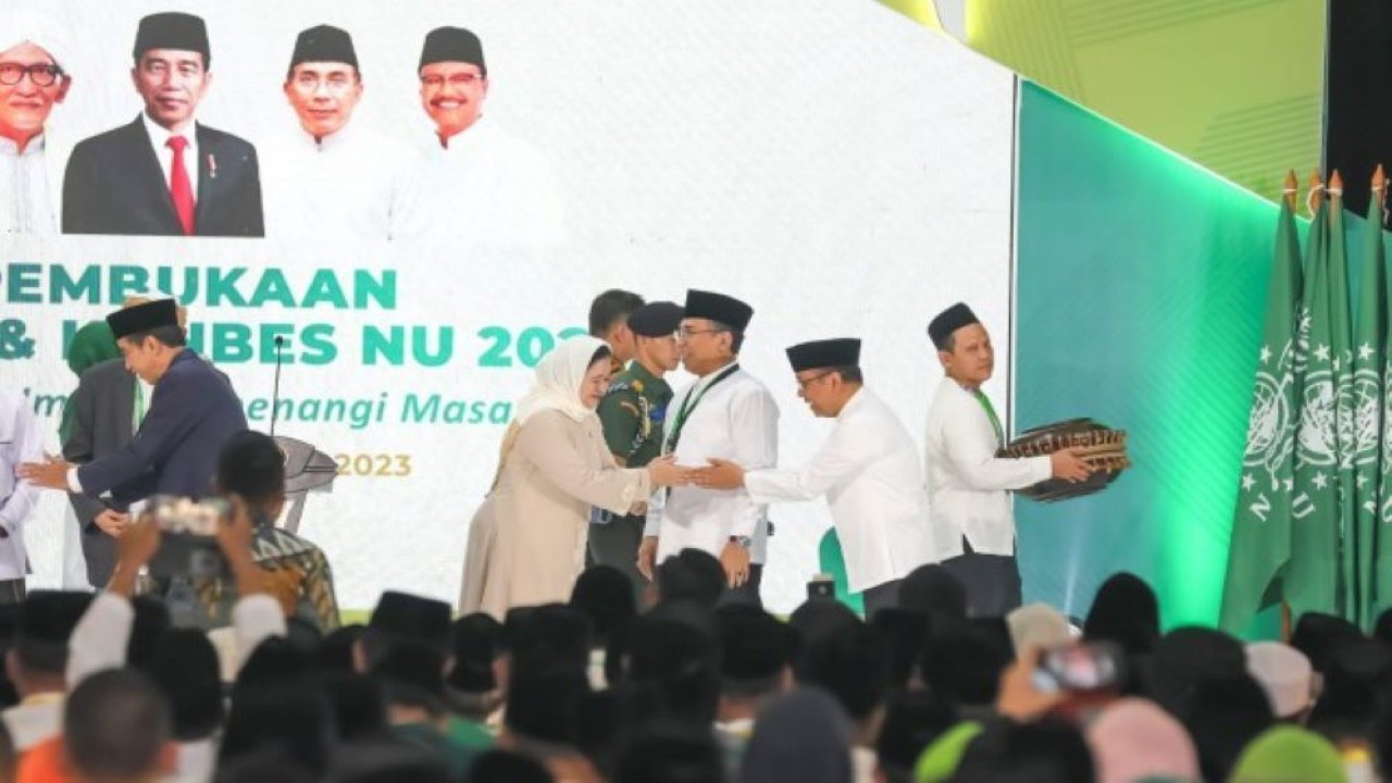 Ketua DPR RI Dr (H.C) Puan Maharani saat menghadiri Musyawarah Nasional Alim Ulama dan Konferensi Besar 2023 Nahdlatul Ulama (NU) di Pondok Pesantren Al-Hamid, Cilangkap, Jakarta Timur pada Senin (18/9/2023). (Ist/nr)