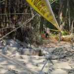 Suasana galian pengeboran air yang mengeluarkan semburan gas alam di Panongan, Kabupaten Tangerang. (Azmi Samsul Maarif)-1695807851