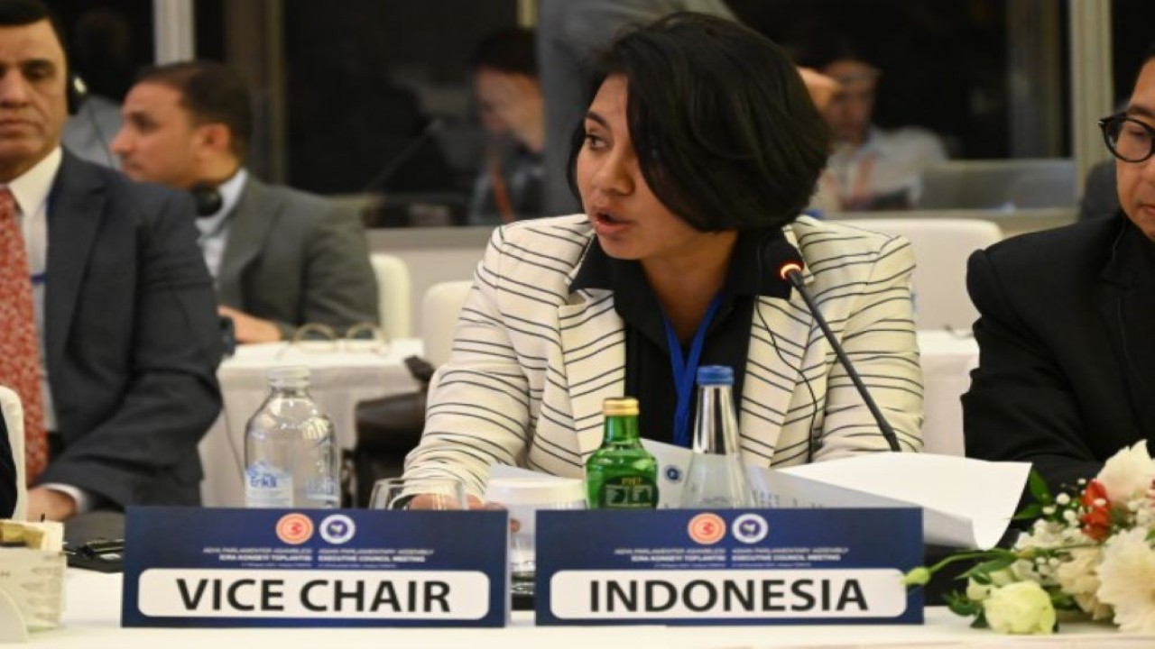 Anggota BKSAP DPR RI Irine Yusiana Roba Putri saat pertemuan Sidang Parlemen Asia (Asian Parliamentary Assembly/APA) Executive Council Meeting di Antalya, Turki, Selasa (28/11/2013). Foto: Ubed/nr