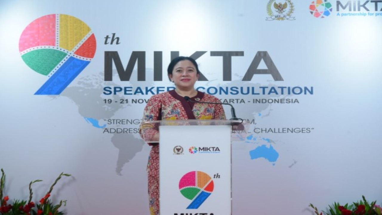 Ketua DPR RI Dr. (H.C.) Puan Maharani di sela-sela perhelatan MIKTA Speakers' Consultation ke-9 di Jakarta, Senin (20/11/2023). Foto : Oji/Man