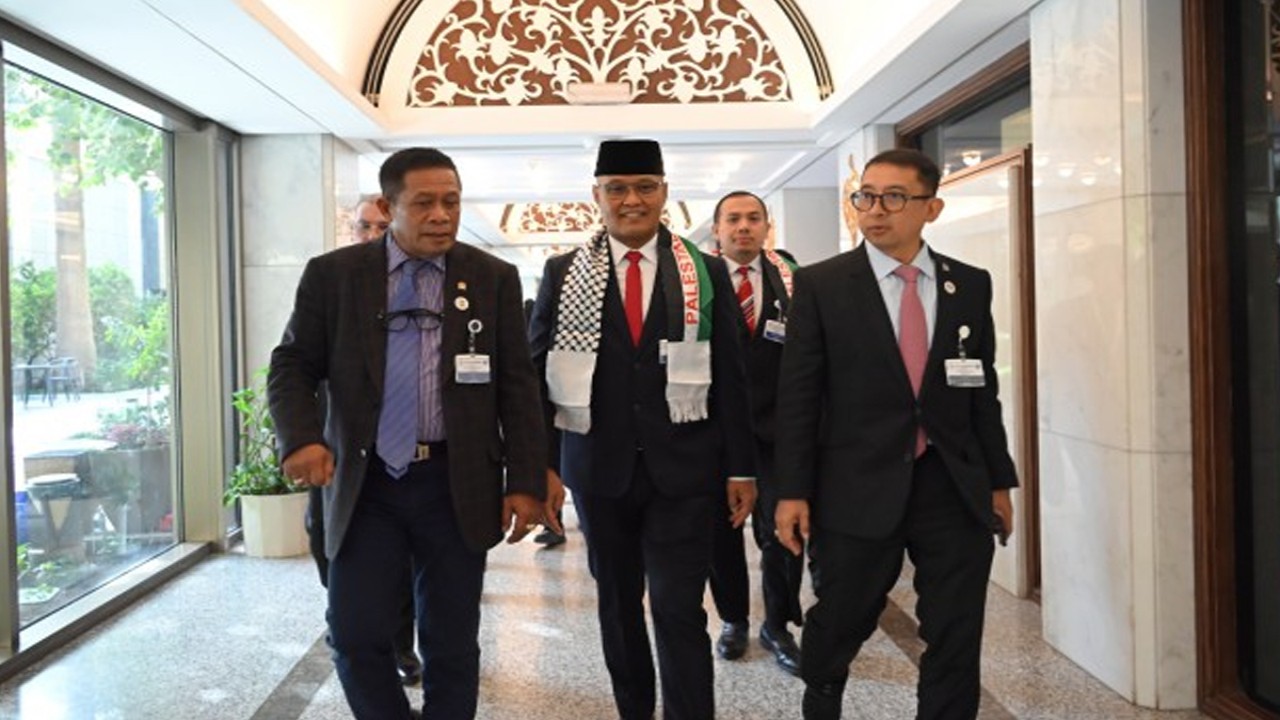 Wakil Ketua Badan Kerja Sama Antar-Parlemen (BKSAP) DPR RI Sukamta usai mengikuti sidang APA di Kota Baghdad, Irak, Jumat (13/11/2023). Foto : Saum/Man