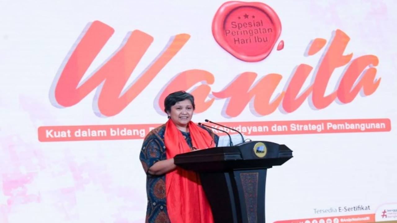 Anggota Komisi X DPR RI Lestari Moerdijat saat menjadi pembicara kunci Seminar Nasional Peringatan Hari Ibu Tahun 2023 di lembaga Arsip Nasional Republik Indonesia (ANRI), Jakarta, Kamis lalu (21/12/2023). Foto: Ist/nr