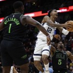 Pemain Memphis Grizzlies Ja Morant kembali setelah menjalani sanksi tidak boleh bermain dalam 25 gim NBA. ANTARA/AFP-1703054336