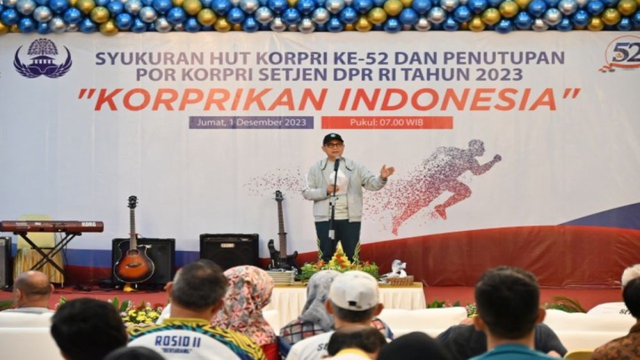 Deputi Bidang Administrasi Sumariyandono saat menghadiri kegiatan penutupan POR KORPRI di Gedung Nusantara, Senayan, Jakarta, Jumat (1/12/2023). Foto: Farhan/nr