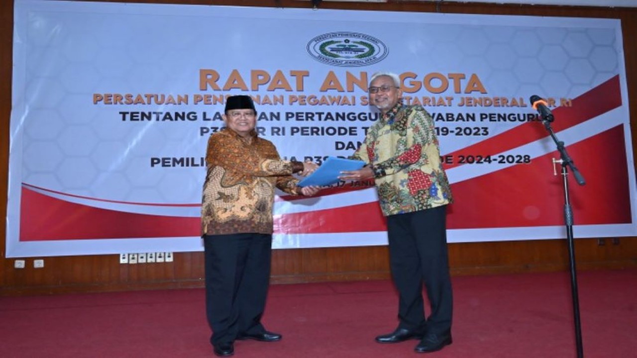 Ketua KORPRI, Jaka Dwi Winarko saat menghadiri Rapat Anggota P3S DPR RI di ruang serbaguna Masjid Baiturrahman, Senayan, Jakarta, Rabu (17/1/2023). Foto: Farhan/nr