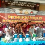 Pemusnahan Narkoba di Mapolda Sumsel, Palembang Jumat (12/1/2024). (ANTARA/ M IMAM PRAMANA)-1705048876