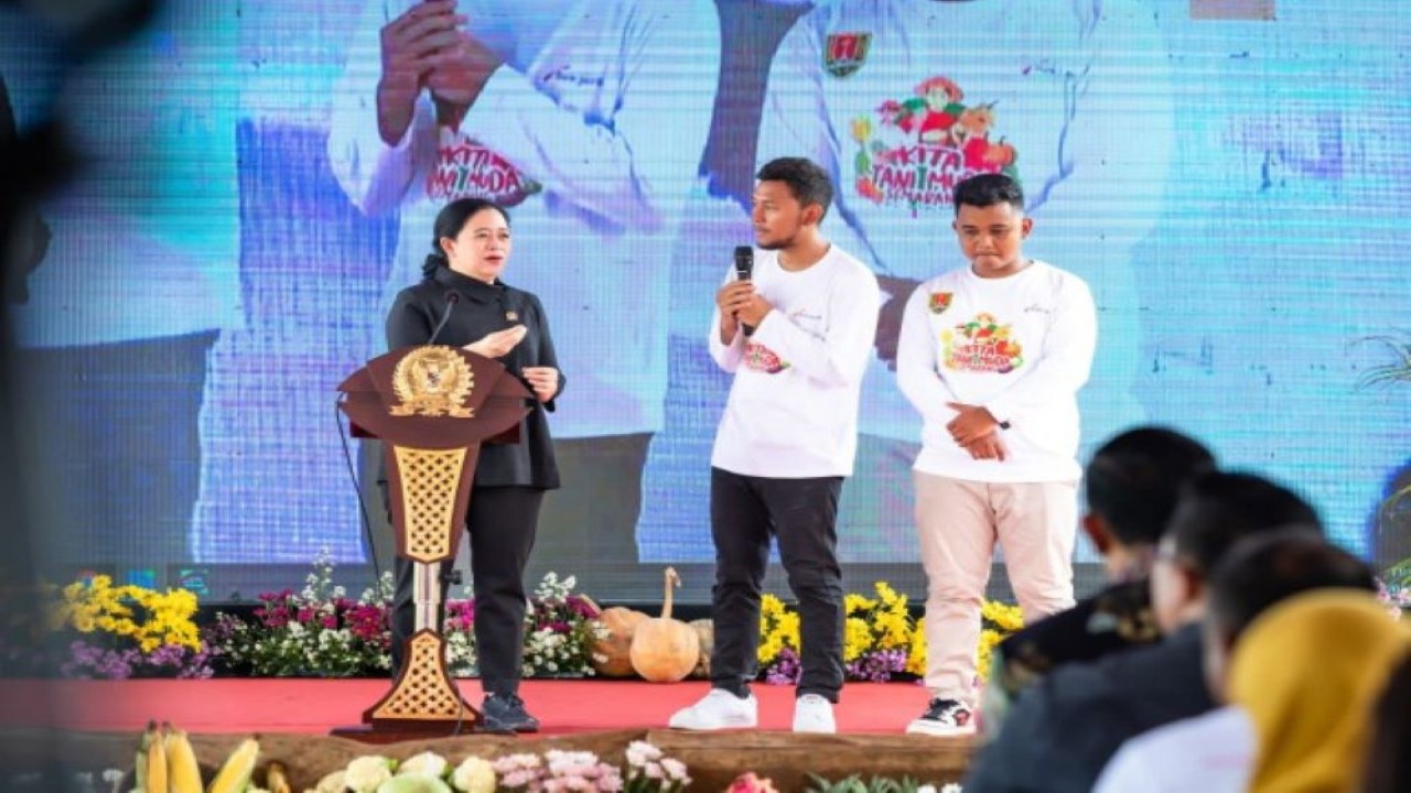 Ketua DPR RI Puan Maharani saat menghadiri serta meluncurkan program bisnis petani milenial yang diberi nama ‘Kita Tani Muda’ di Kota Semarang. Foto: Ist/nr