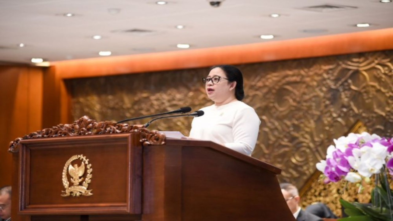 Ketua DPR RI Puan Maharani saat menyampaikan pidato pembukaan Masa Persidangan III, di Gedung Nusantara II, Senayan, Jakarta, Selasa (16/1/2024). Foto: Geraldi/nr