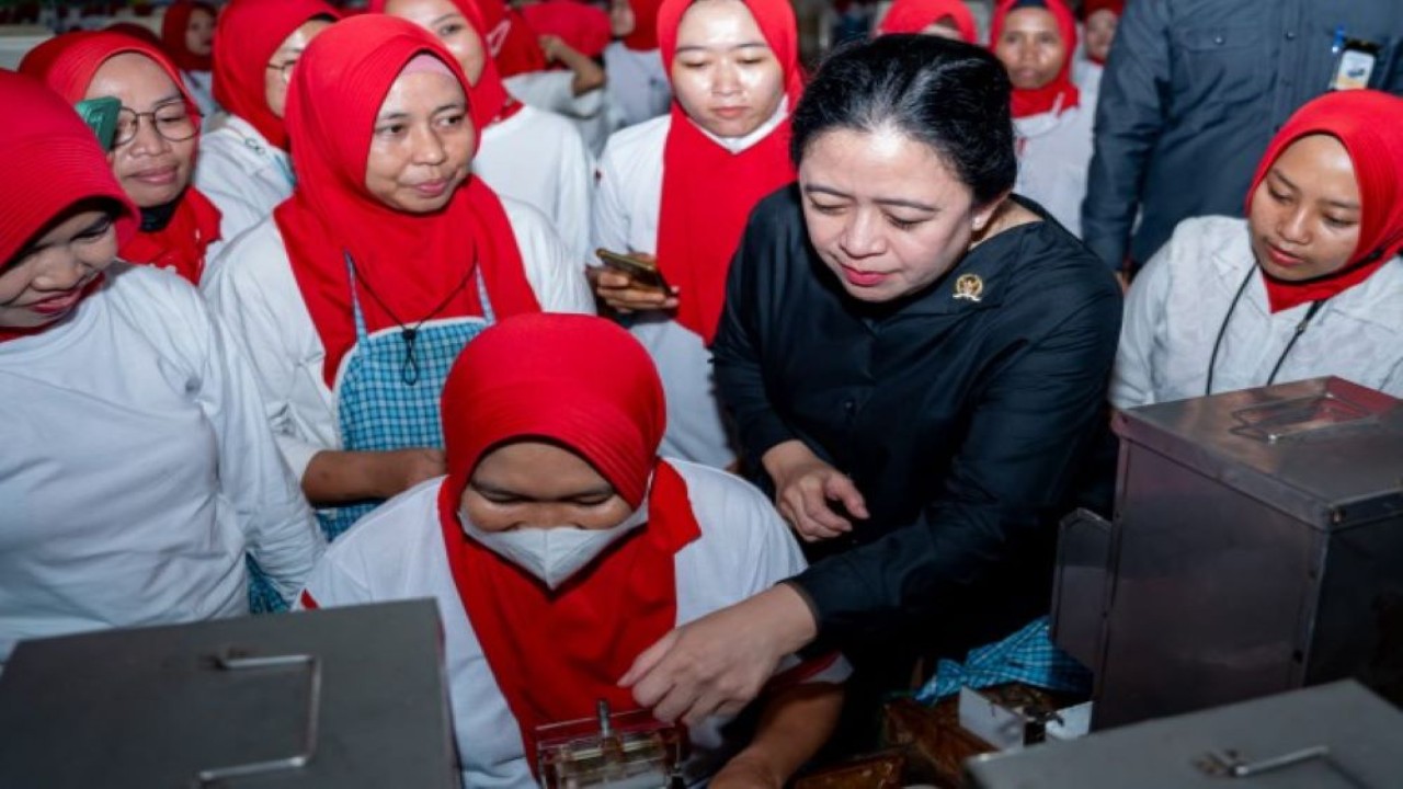 Ketua DPR RI Dr. (H.C.) Puan Maharani saat mengunjungi pabrik pelintingan rokok, Mitra Produksi Sigaret (MPS) di Bojonegoro. Foto: Ist/nr