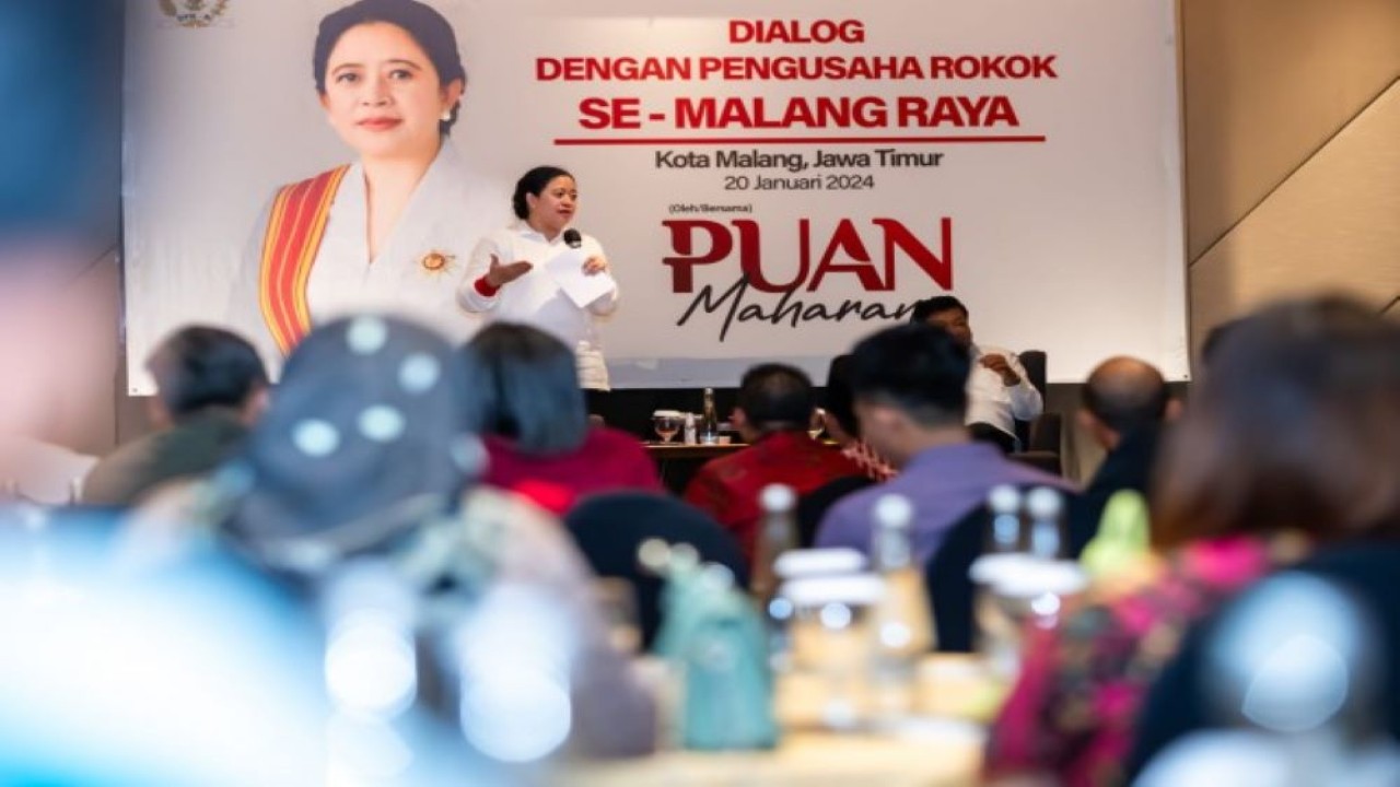 Ketua DPR RI Puan Maharani saat acara dialog bersama Forum Masyarakat Industri Rokok Seluruh Indonesia (FORMASI) Malang Raya. Foto: Ist/nr