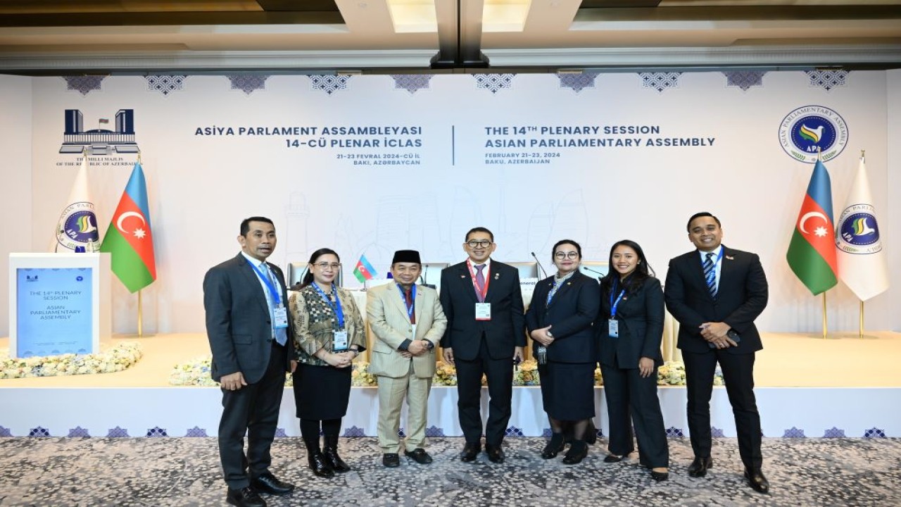 Delegasi Parlemen Indonesia dalam Agenda Sidang Pleno ke-14 Asian Parliamentary Assembly di Baku, Azerbaijan, Rabu (23/2/2024). Foto: Bianca/Man