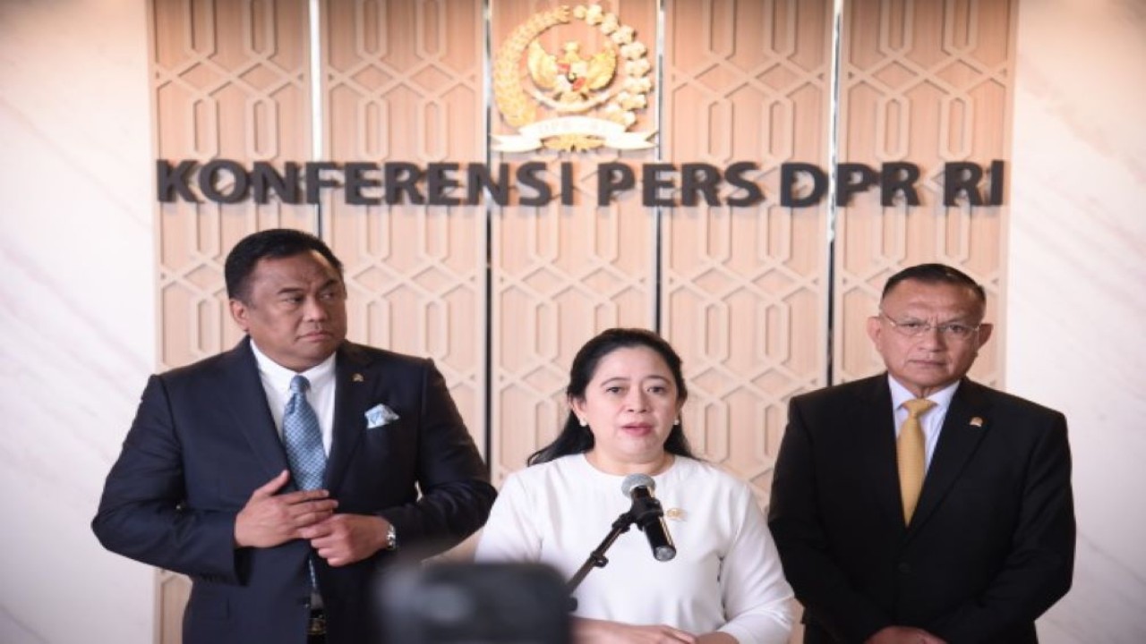 Ketua DPR RI Puan Maharani saat konferensi pers usai penutupan masa sidang ke-III, di Gedung Nusantara II, Senayan, Jakarta, Selasa (6/2/2024). Foto: Geraldi/nr