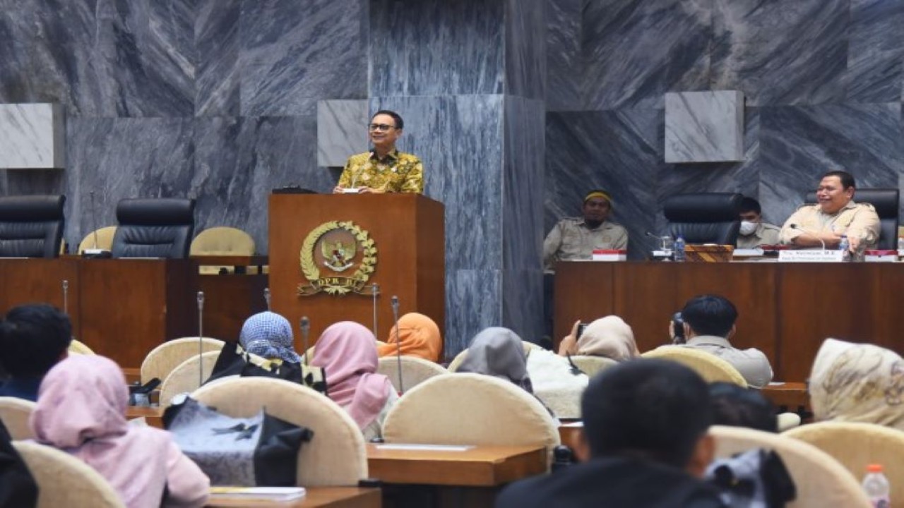 Deputi Bidang Administrasi Setjen DPR RI Sumariyandono dalam acara Sosialisasi Jabatan Pelaksana, Gedung Nusantara, DPR RI, Senayan, Jakarta, Rabu (7/2/2024). Foto : Runi/Man