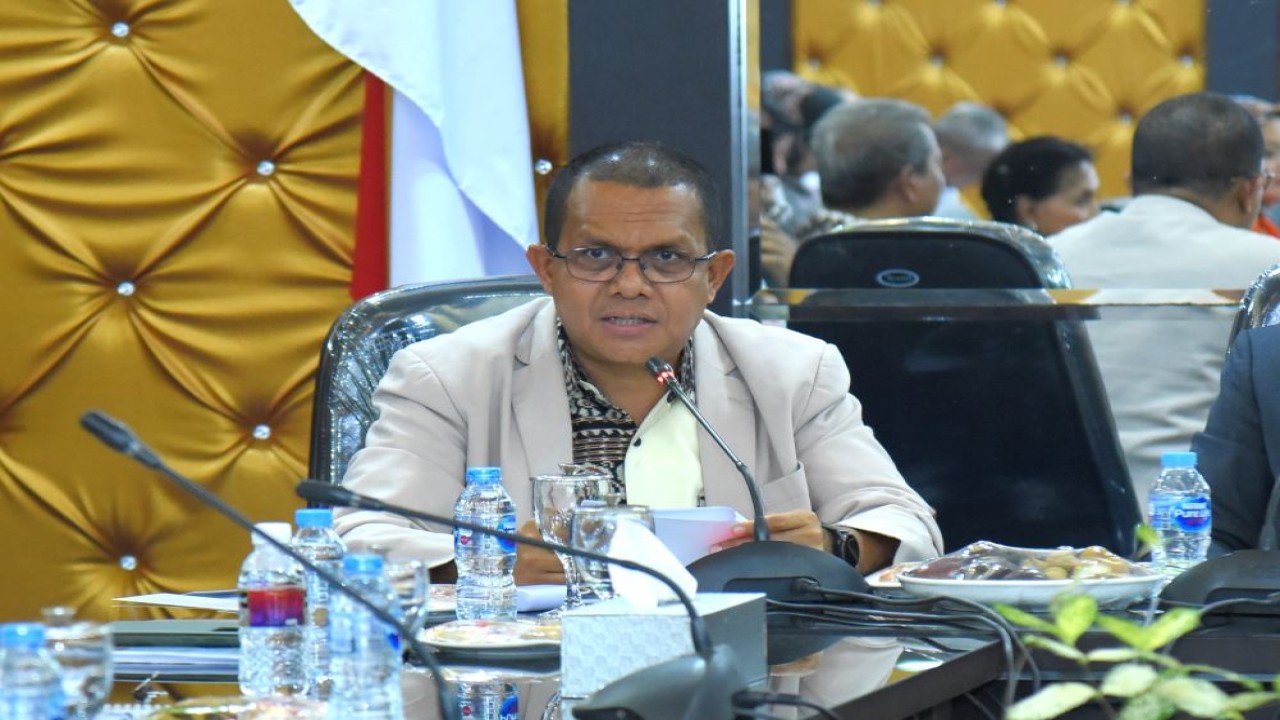 Wakil Ketua Komisi IX DPR RI, Emanuel Melkiades Laka Lena saat memimpin Rapat Kunjungan Kerja Masa Reses Komisi IX DPR RI di Kabupaten Bintan, Provinsi Kepulauan Riau, Rabu (28/02/2024). Foto: Anju/nr