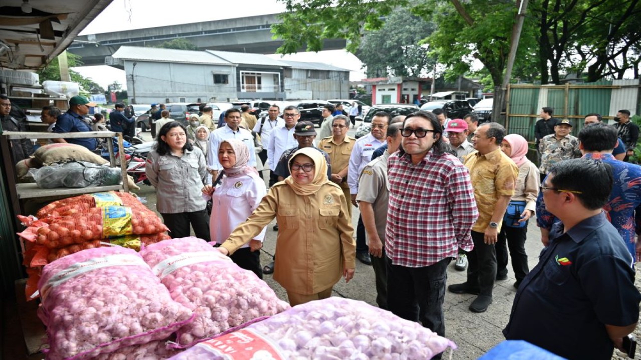 Anggota Komisi IV DPR RI Endang Setyawati Thohari saat mengikuti Kunjungan Kerja Spesifik Komisi IV DPR RI ke Pasar Induk Kemang, Kota Bogor, Senin (1/4/2024). Foto: Farhan/nr