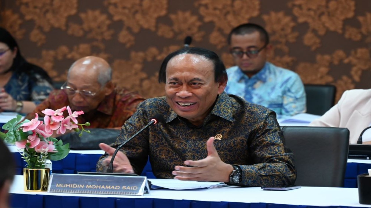 Wakil Ketua Badan Anggaran (Banggar) DPR RI, Muhidin M Said, saat memimpin pertemuan Kunjungan Kerja Banggar DPR RI ke Kota Pekanbaru, Riau, Rabu (26/3/2024). Foto: Rizki/nr