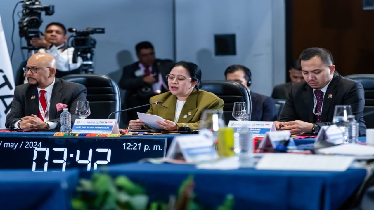 Ketua DPR RI Dr. (H.C.) Puan Maharani saat mengikuti pertemuan parlemen anggota MIKTA (Meksiko, Indonesia, Korea Selatan, Turki, dan Australia) di Meksiko, Senin (6/5/2024). Foto: Ist/vel