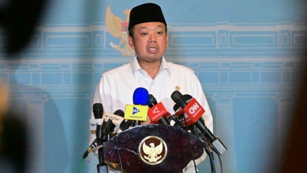 Menteri ATR Nusron Wahid usai bertemu dengan Presiden Prabowo Subianto di Jakarta, Rabu (28/1).