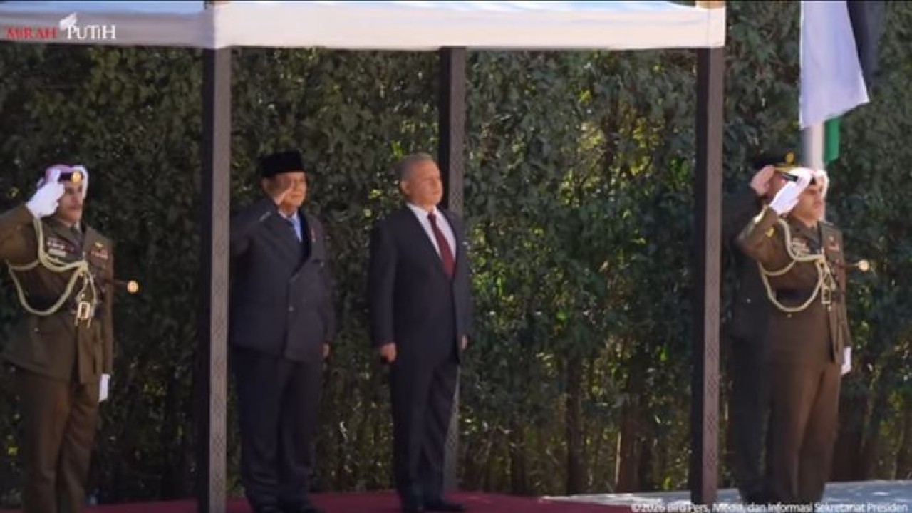 Presiden Prabowo Subianto tiba di Istana Basman, Amman, Yordania, pada Rabu, 25 Februari 2026 siang waktu setempat (Istimewa)