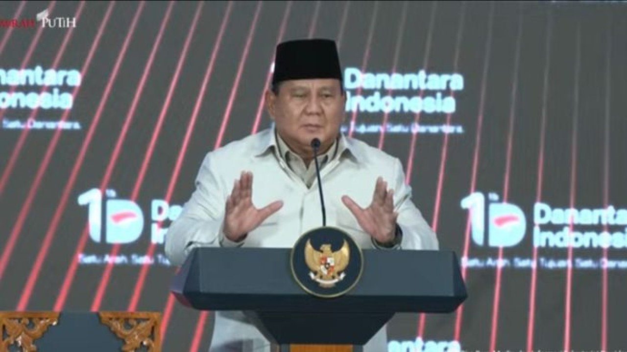 Prabowo Subianto di HUT Danantara (Istimewa)