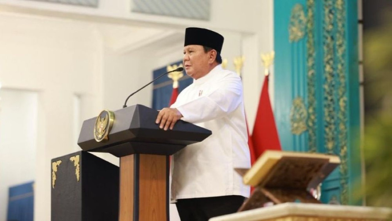Presiden Prabowo Subianto dalam peringatan Nuzulul Qur'an bertajuk "Mewujudkan Al-Qur'an sebagai Rahmat Alam Semesta" di Istana Negara, Jakarta, pada Selasa (10/3/2026). (Foto: Dok/Istimewa/Bakom RI)