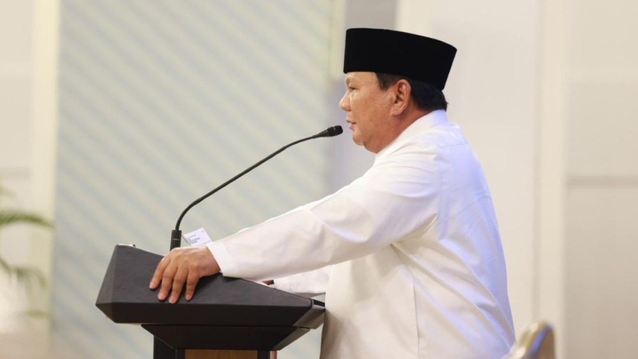 Presiden Prabowo Subianto dalam peringatan Nuzulul Qur'an bertajuk "Mewujudkan Al-Qur'an sebagai Rahmat Alam Semesta" di Istana Negara, Jakarta, pada Selasa (10/3/2026). (Foto: Dok/Istimewa/Bakom RI)