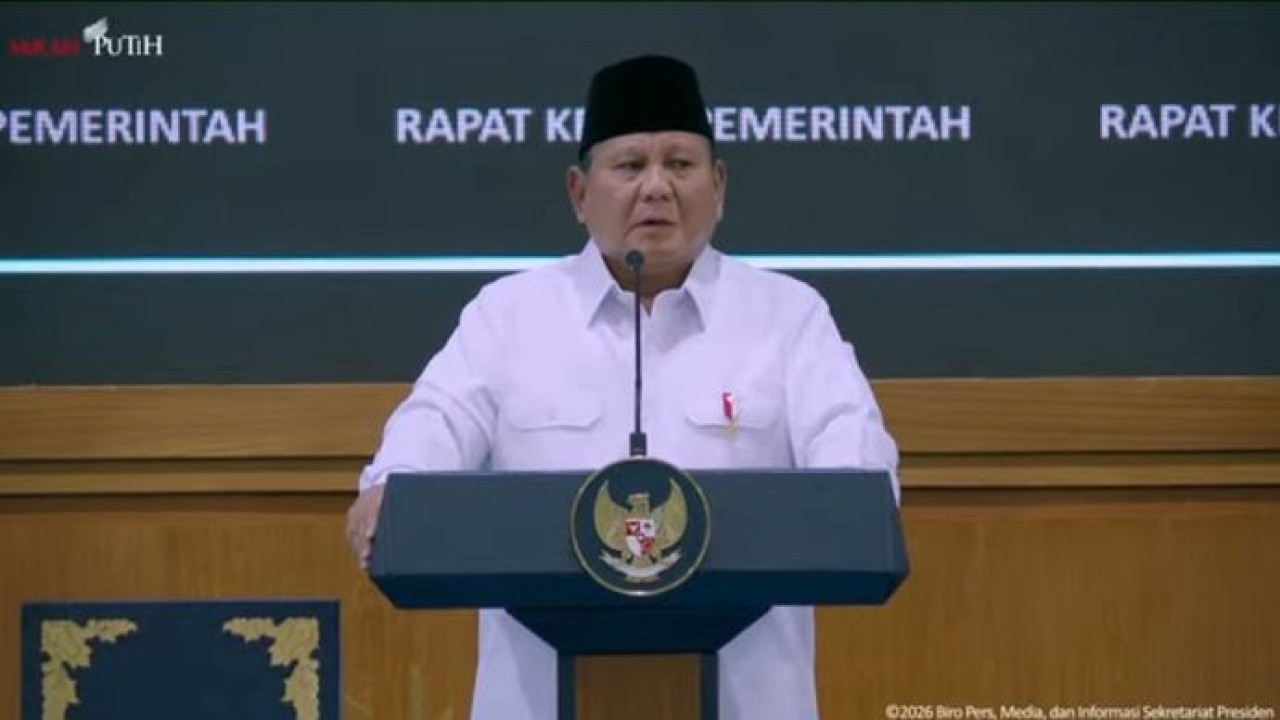 Prabowo Subianto dalam taklimat kepada jajaran Kabinet Merah Putih di Istana Kepresidenan (Istimewa)