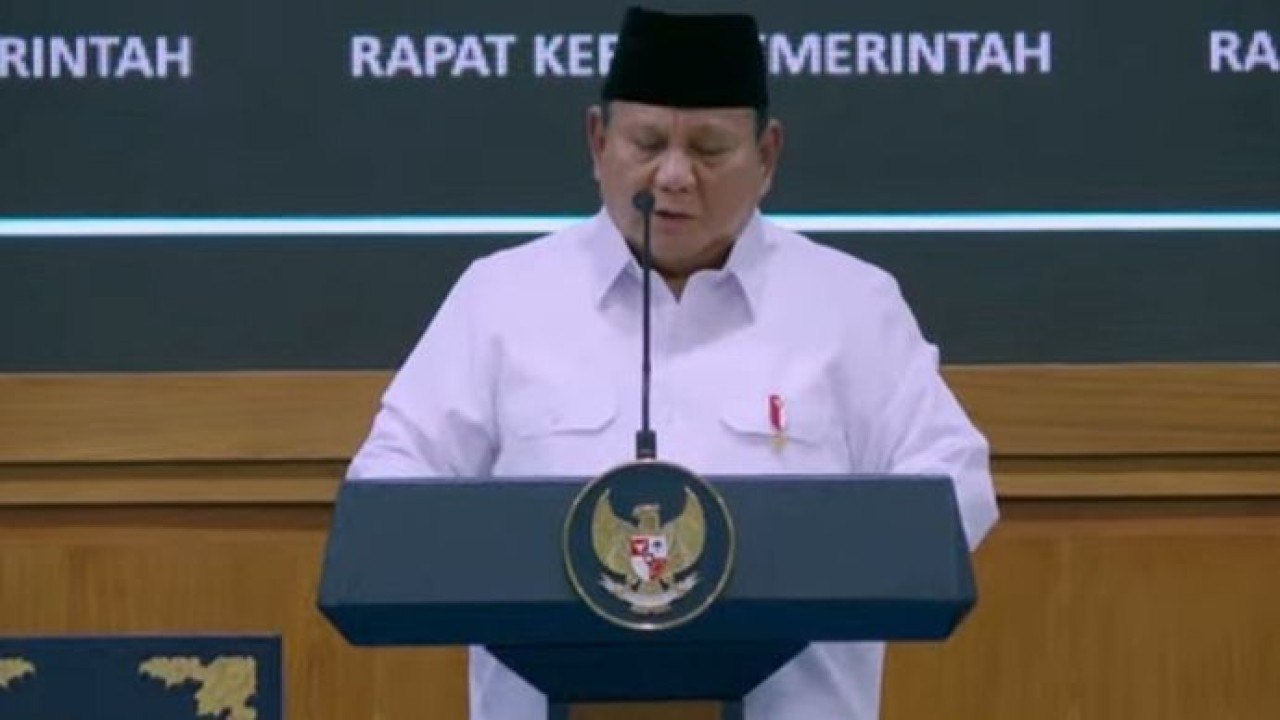 Prabowo Subianto dalam taklimat kepada jajaran Kabinet Merah Putih di Istana Kepresidenan (Istimewa)