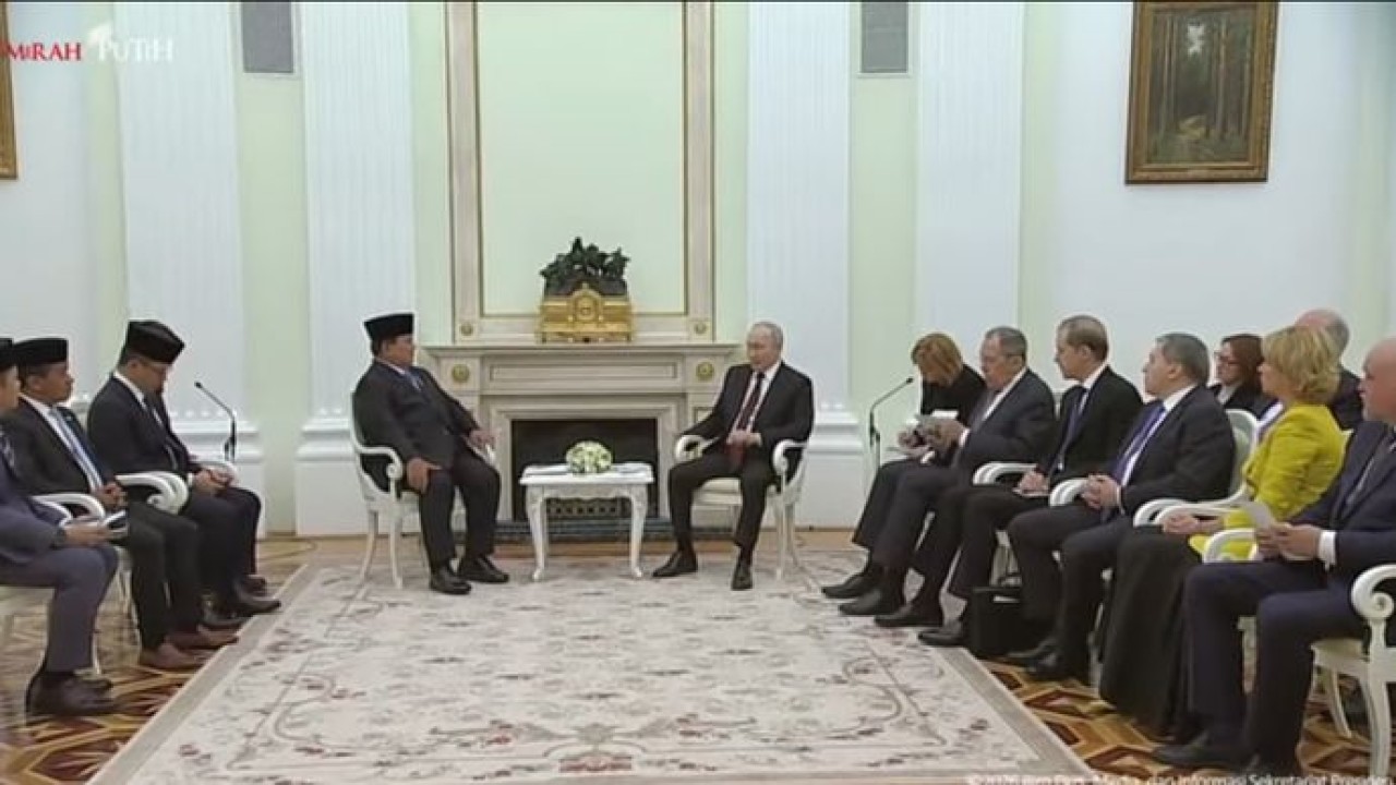 Presiden RI Prabowo Subianto dan Presiden Rusia Vladimir Putin (Tangkapan Layar)